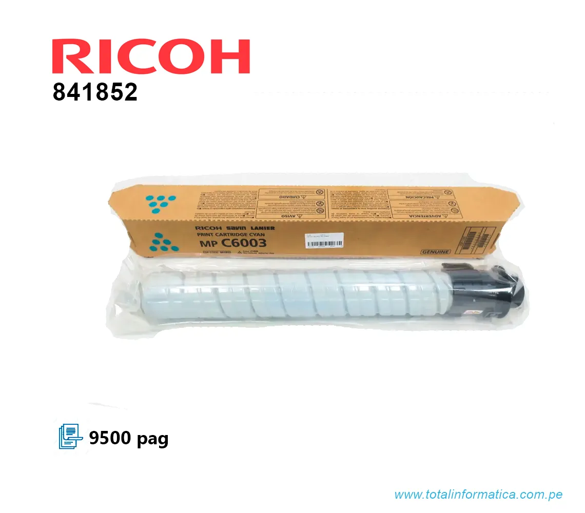 TONER RICOH 841852 CYAN MP C6003, 9.5KPG   - imagen 2