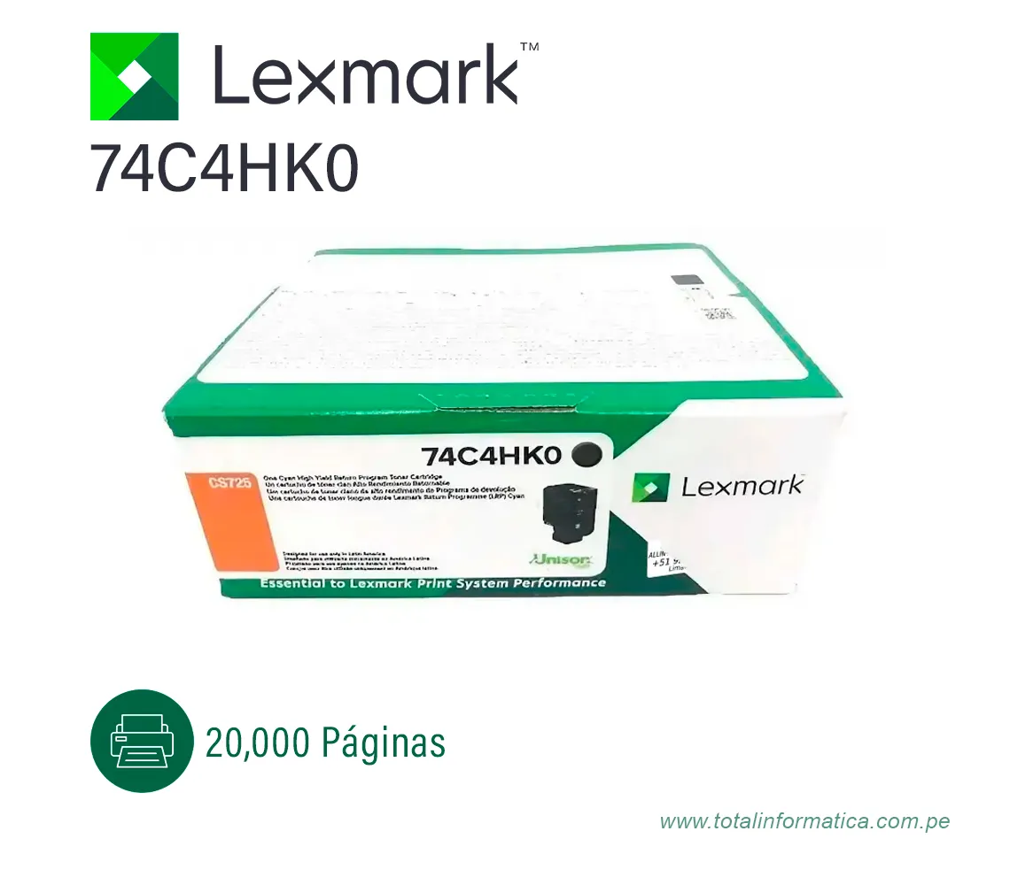 TONER LEXMARK ( 74C4HK0 ) CS72X BLACK CRTG HIGH  - imagen 2