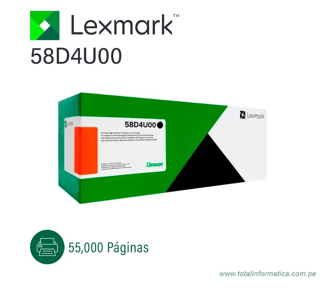 TONER LEXMARK ( 58D4U00 ) MS823, MX826 55K PG - imagen 1