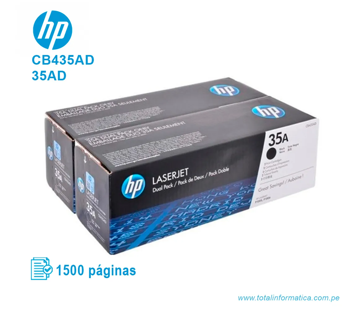 TONER HP 35AD BLACK DUAL PACK ( CB435AD ) LASERJET P1005 - imagen 1