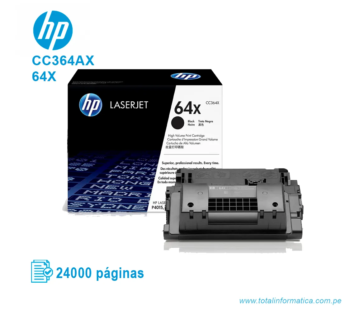 TONER HP 64X BLACK ( CC364X ) LASERJET P4014,  24K PGS - imagen 2