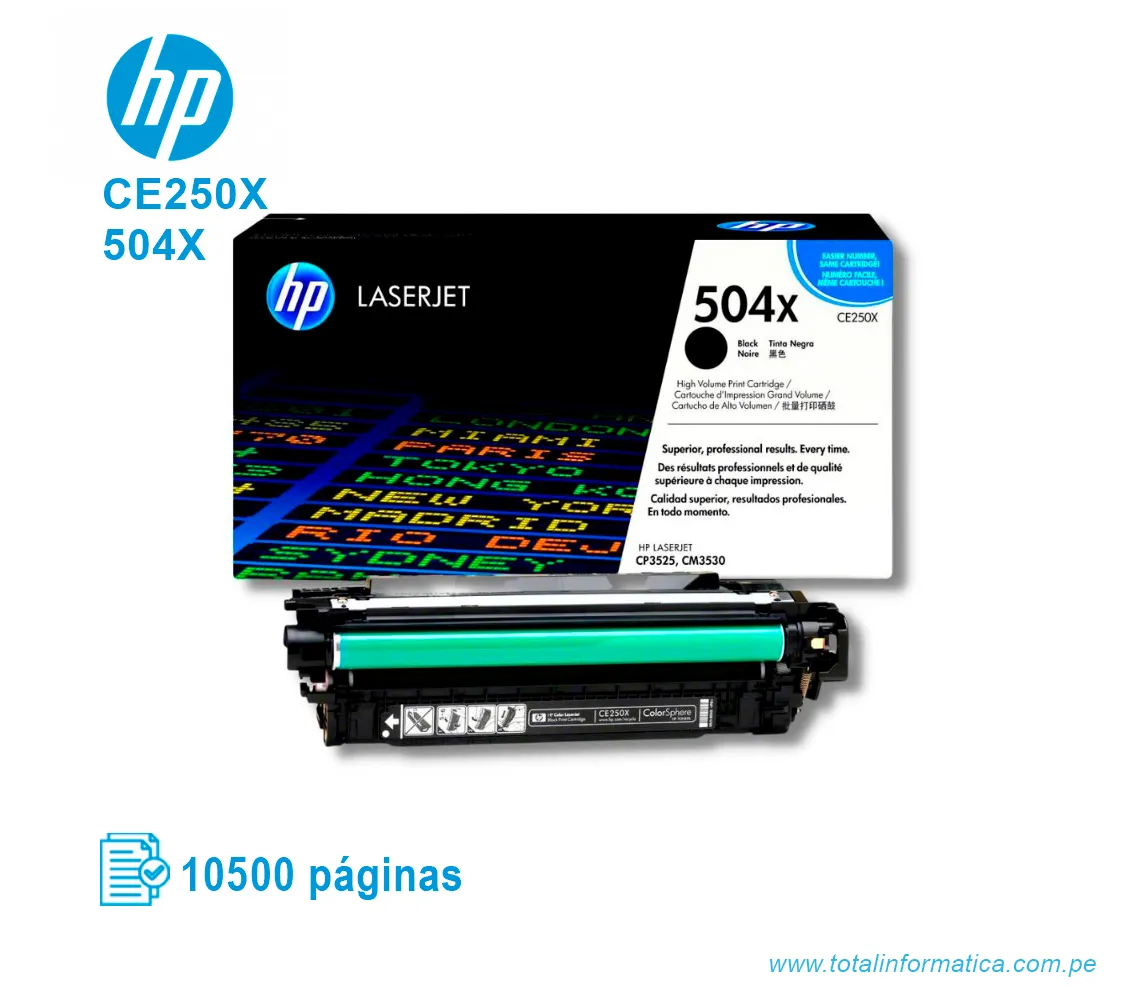 TONER HP 504X BLACK ( CE250X ) LASERJET CP3525, 10500 PGS - imagen 2