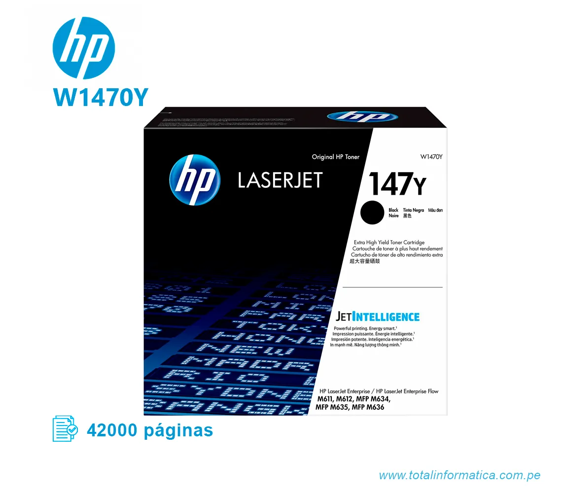 TONER HP 147Y W1470Y L.J. 107A BLACK, 42000 PGS - imagen 1