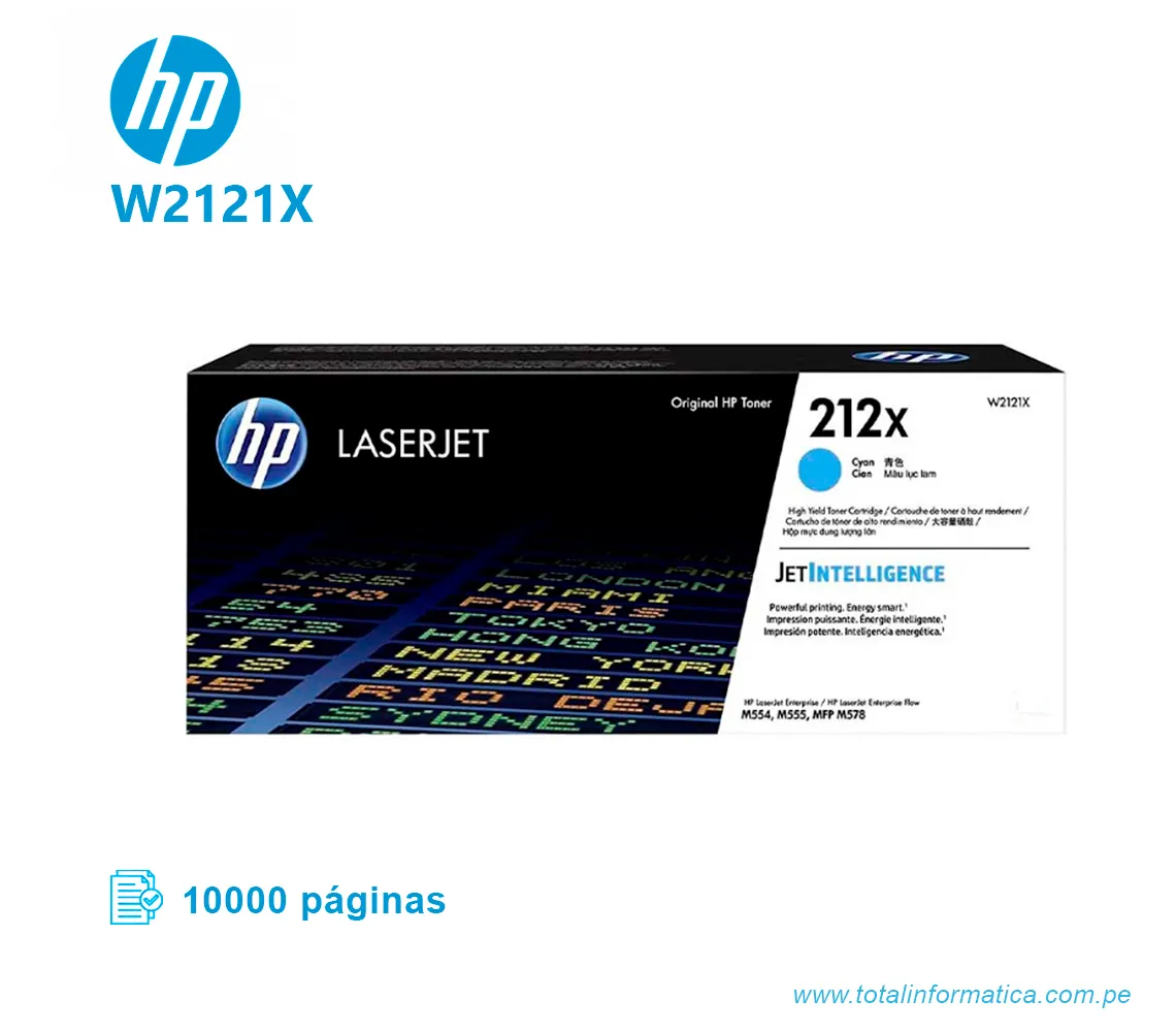 TONER HP 212X W2121X L.J. M555 CYAN 10 KPGS  - imagen 1
