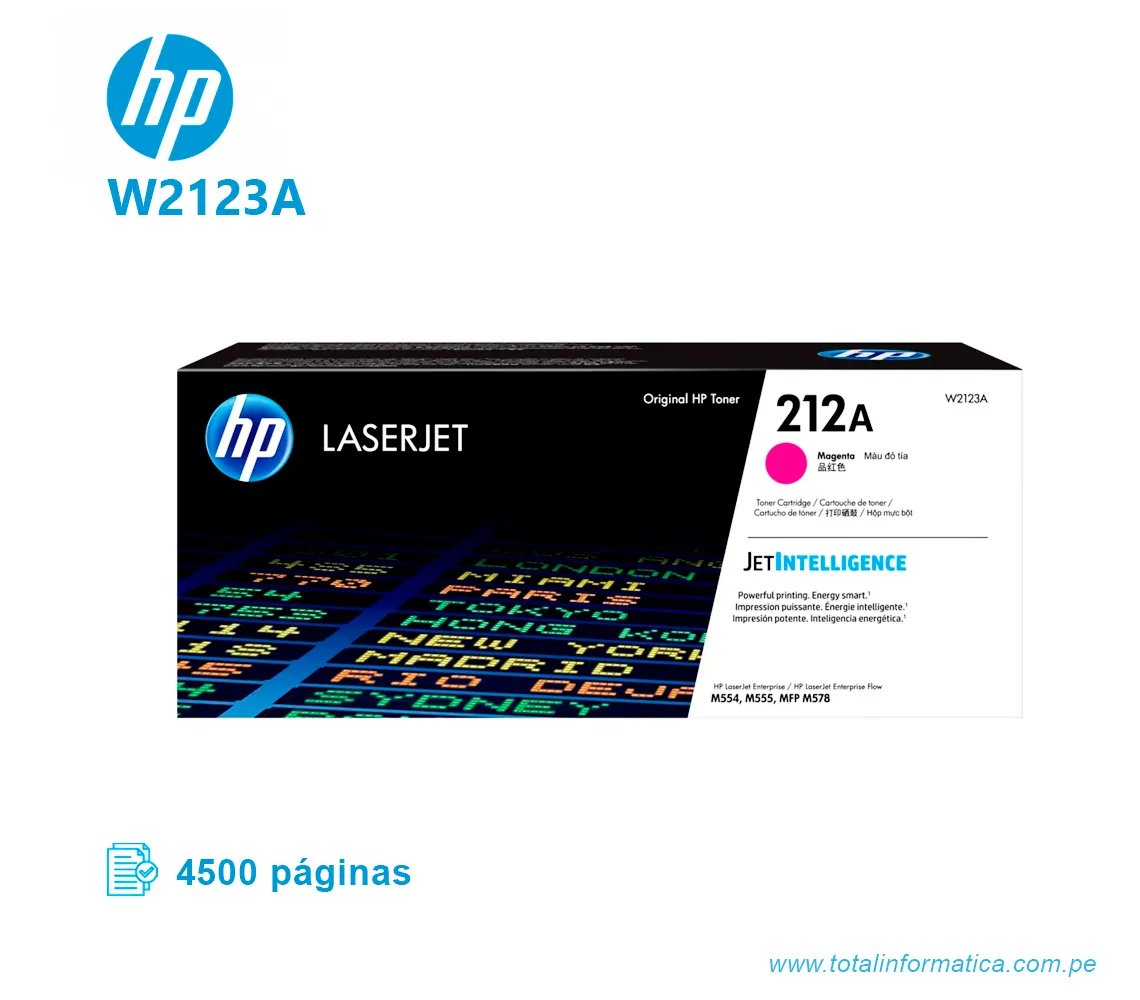 TONER HP 212A W2123A L.J. M555 MAGENTA 4500 PGS - imagen 1
