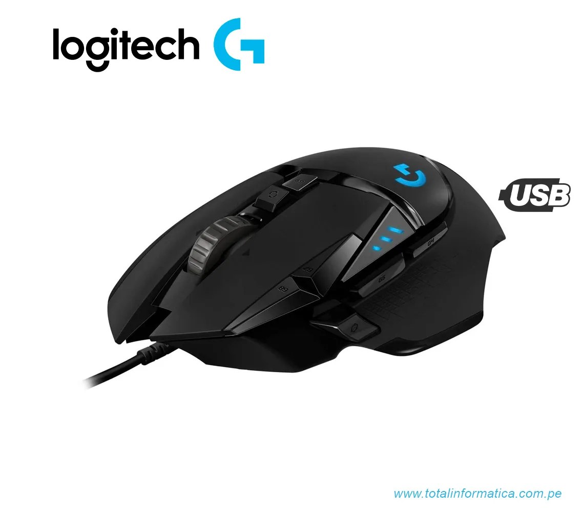MOUSE GAMING LOGITECH G502 HERO, 16000 DPI, RGB, NEGRO(910-005469) - imagen 1