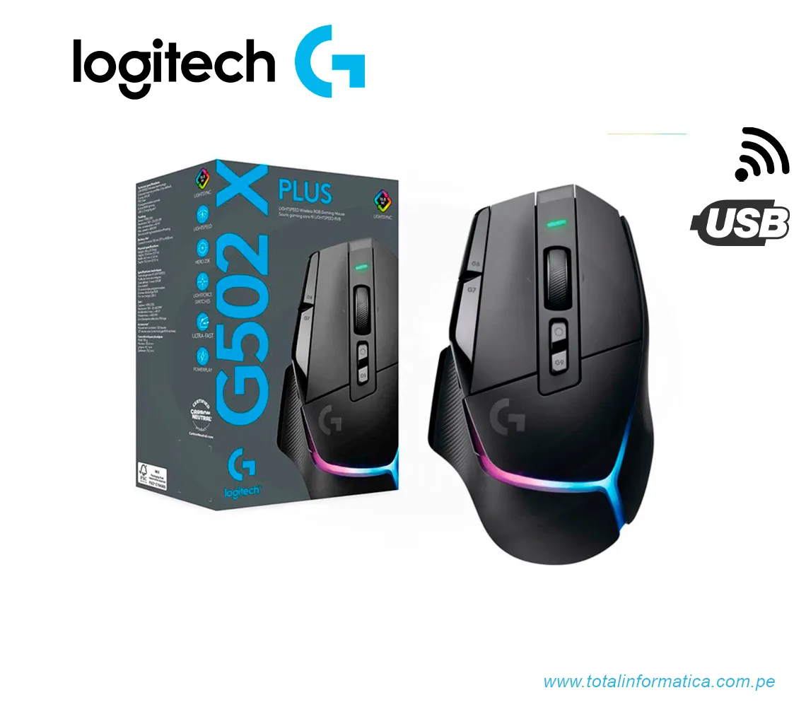 MOUSE GAMING LOGITECH G502 X PLUS, 25K DPI, INALAMBRICO, RGB, NEGRO(910-006160) - imagen 2