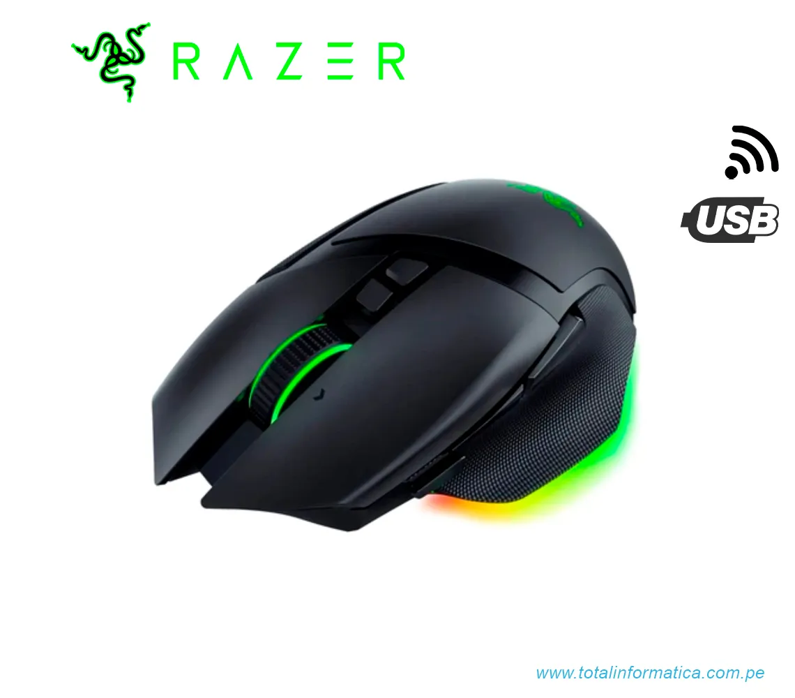 MOUSE GAMING RAZER BASILISCO V3 PRO, INALAMBRICO/BLUETOOTH/USB-C, CHROMA RGB, NEGRO(RZ01-04620100-R3U1) - imagen 1