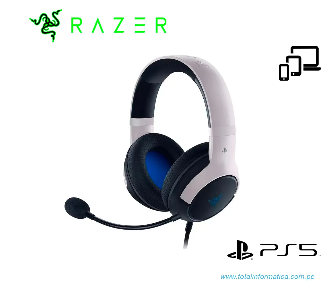 AUDIFONO GAMING CON MICROFONO RAZER KAIRA X, PS5/PC, 3.5MM, BLANCO(RZ04-03970700-R3U1) - imagen 1