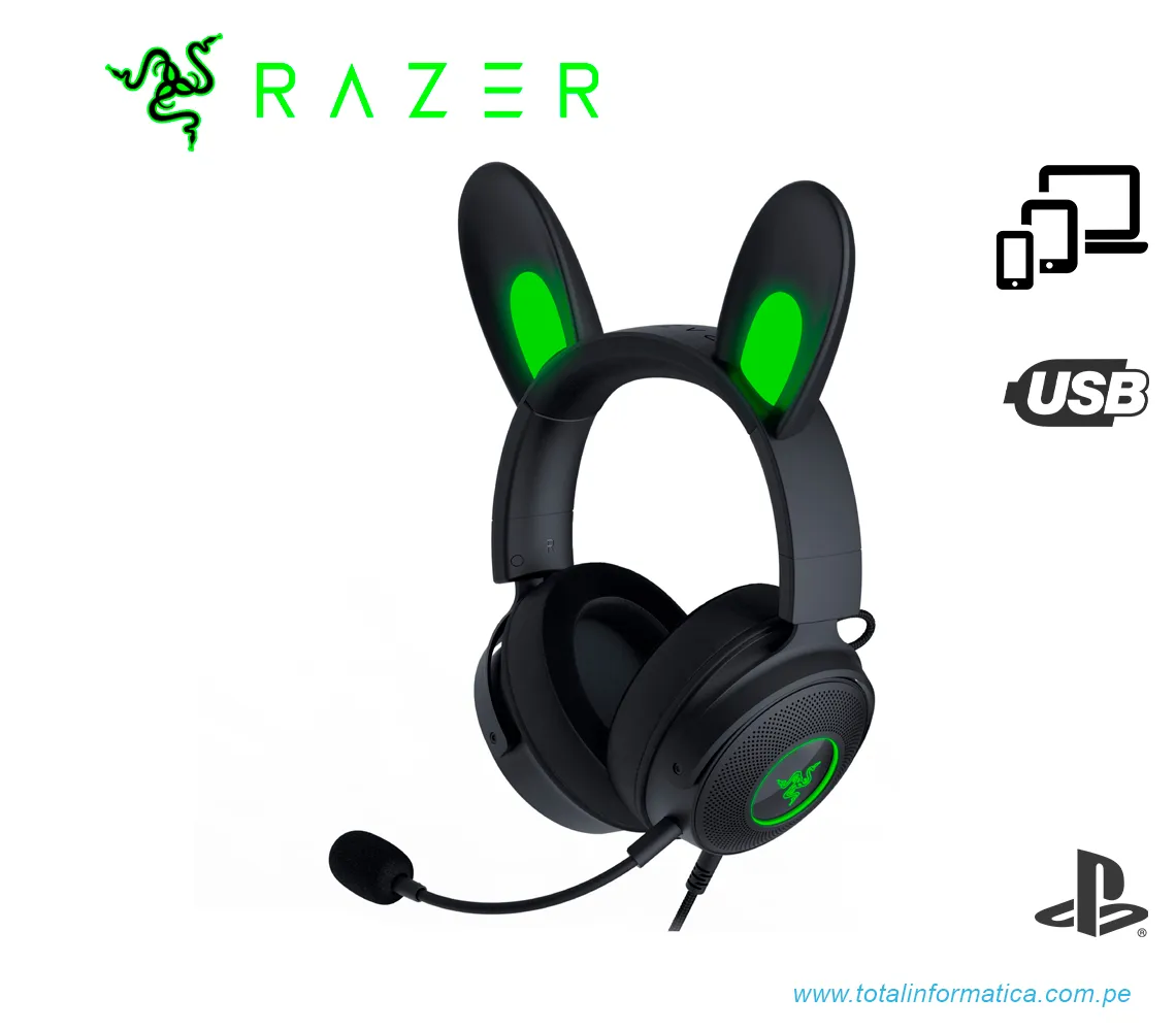 AUDIFONO GAMING CON MICROFONO RAZER KRAKEN KITTY V2 PRO CHROMA, USB, NEGRO(RZ04-04510100-R3U1) - imagen 1