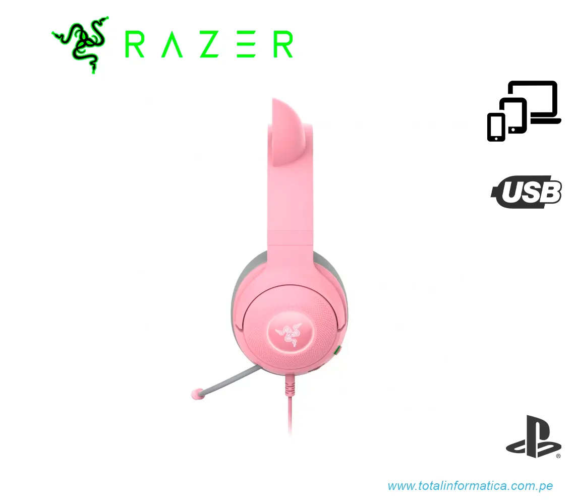 AUDIFONO GAMING CON MICROFONO RAZER KRAKEN KITTY V2 PRO CHROMA, USB, QUARTZ(RZ04-04510200-R3U1) - imagen 2
