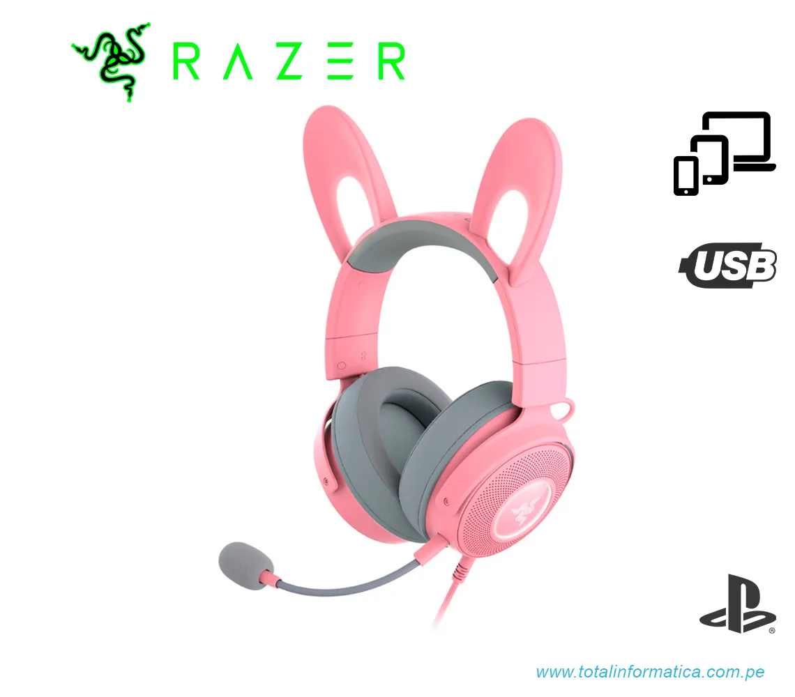 AUDIFONO GAMING CON MICROFONO RAZER KRAKEN KITTY V2 PRO CHROMA, USB, QUARTZ(RZ04-04510200-R3U1) - imagen 1