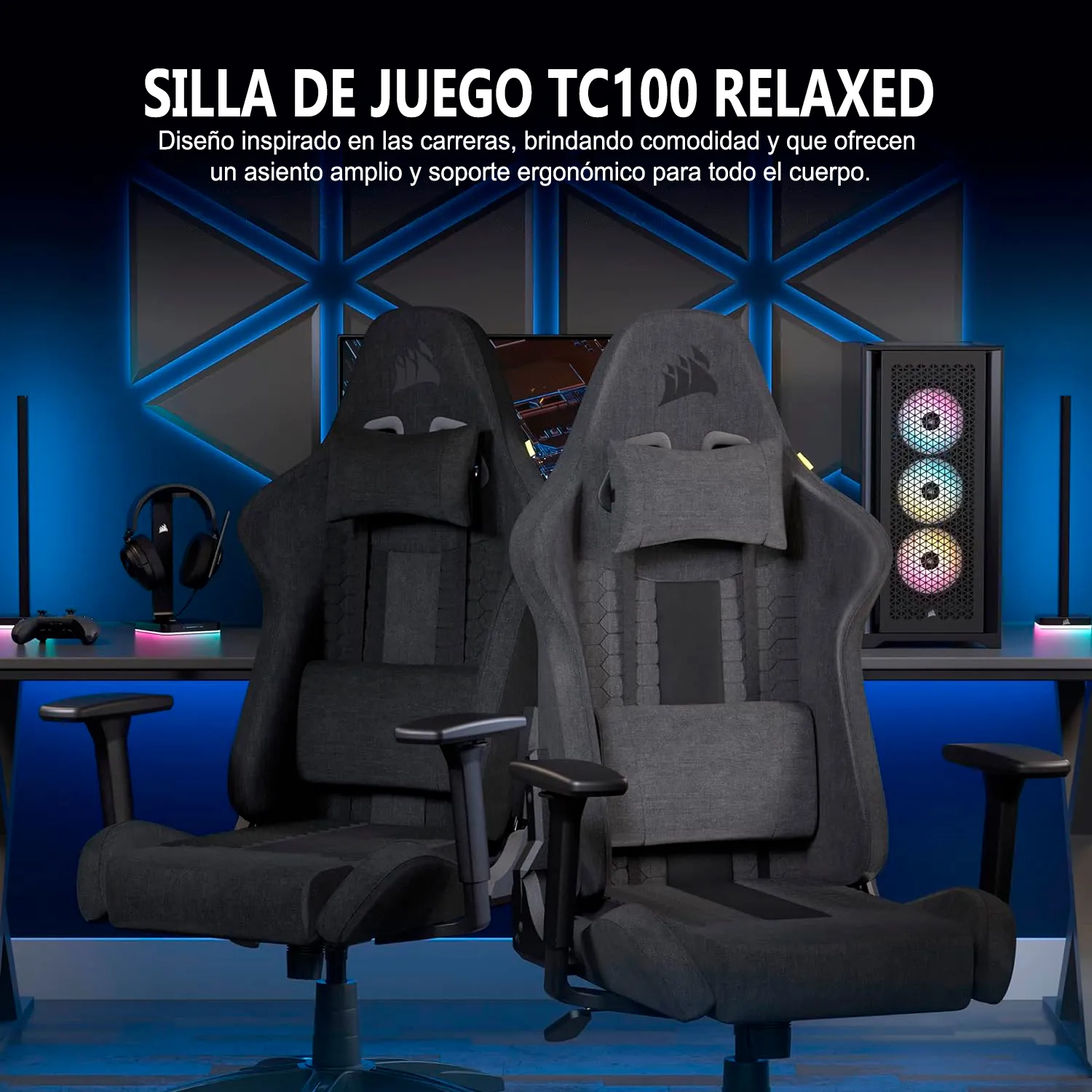 SILLA GAMING CORSAIR T3 RUSH-TELA CARBON(CF-9010051-WW) - imagen 2