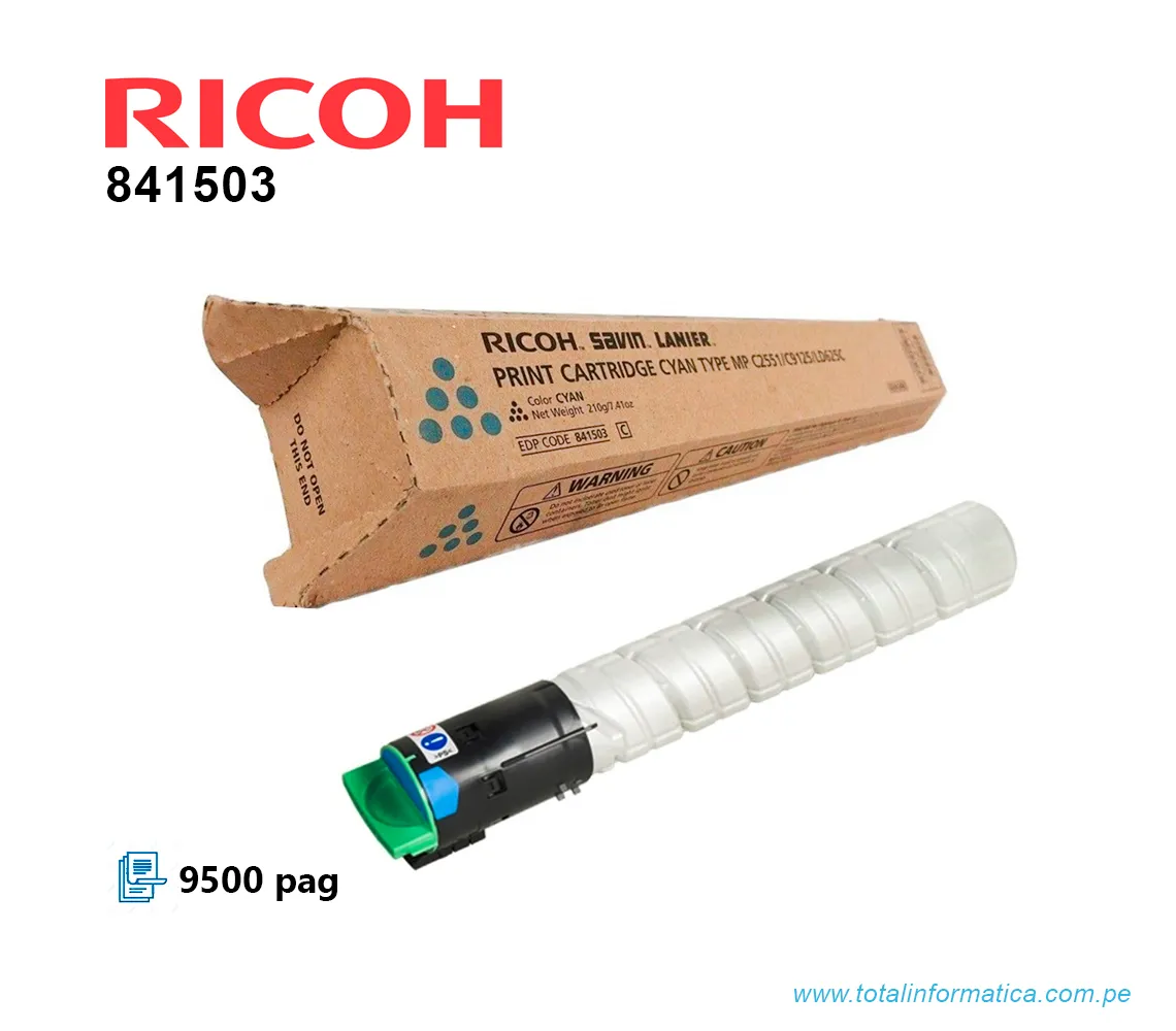 TONER RICOH 841503 CYAN MP C2551, 9.5KPG - imagen 2