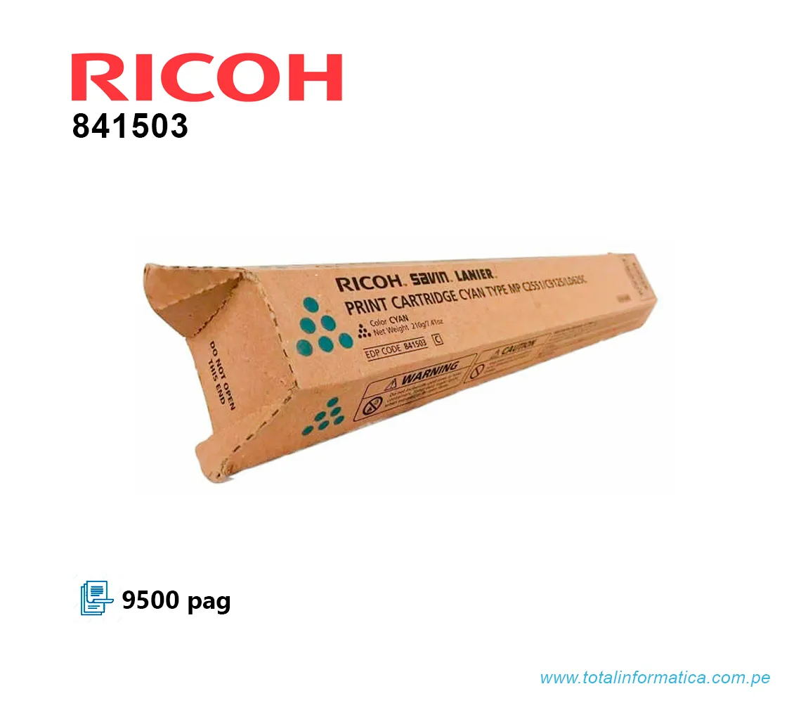 TONER RICOH 841503 CYAN MP C2551, 9.5KPG - imagen 1