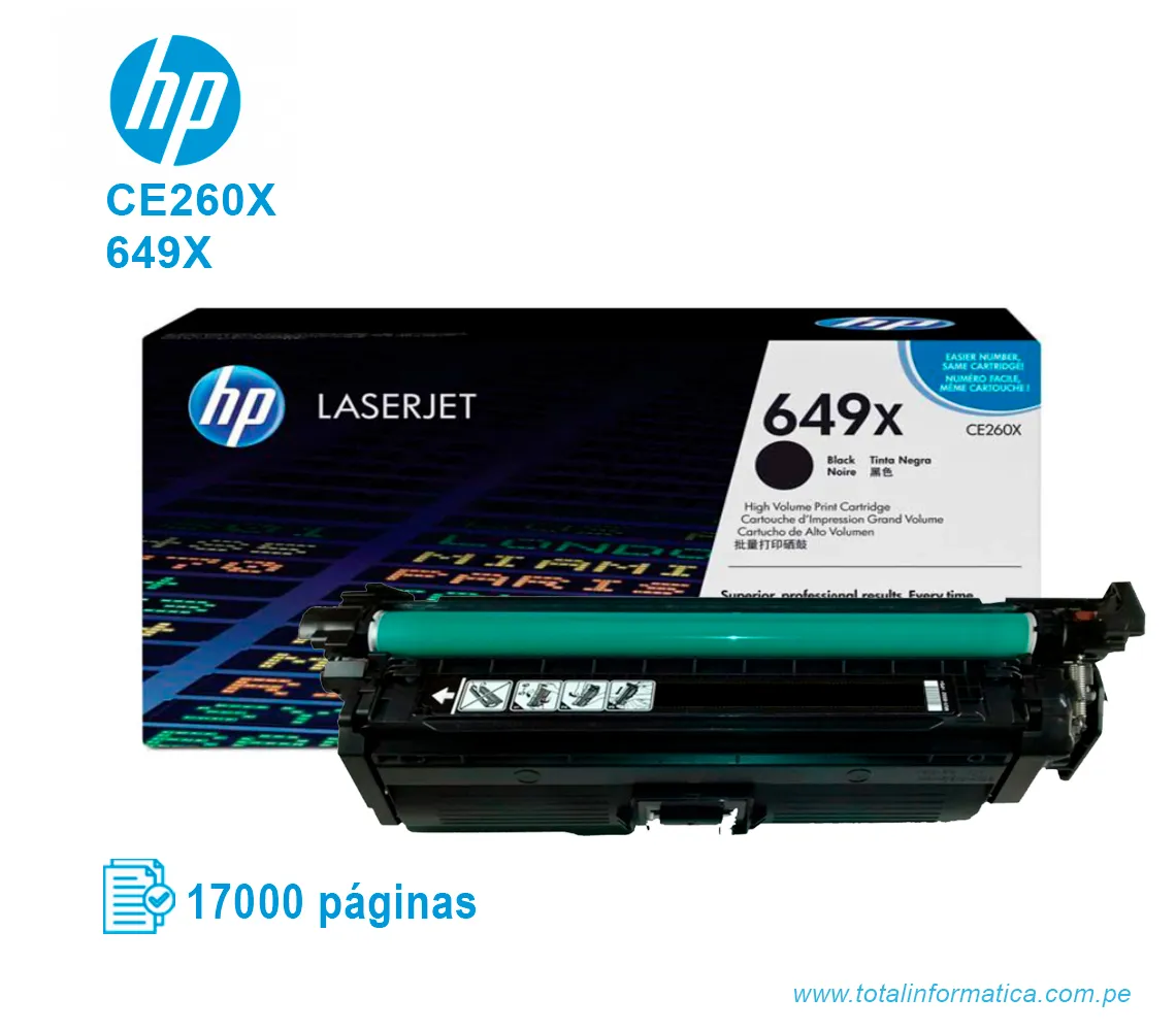 TONER HP 649X BLACK ( CE260X ) LASERJET CP4025, 17K PGS - imagen 2