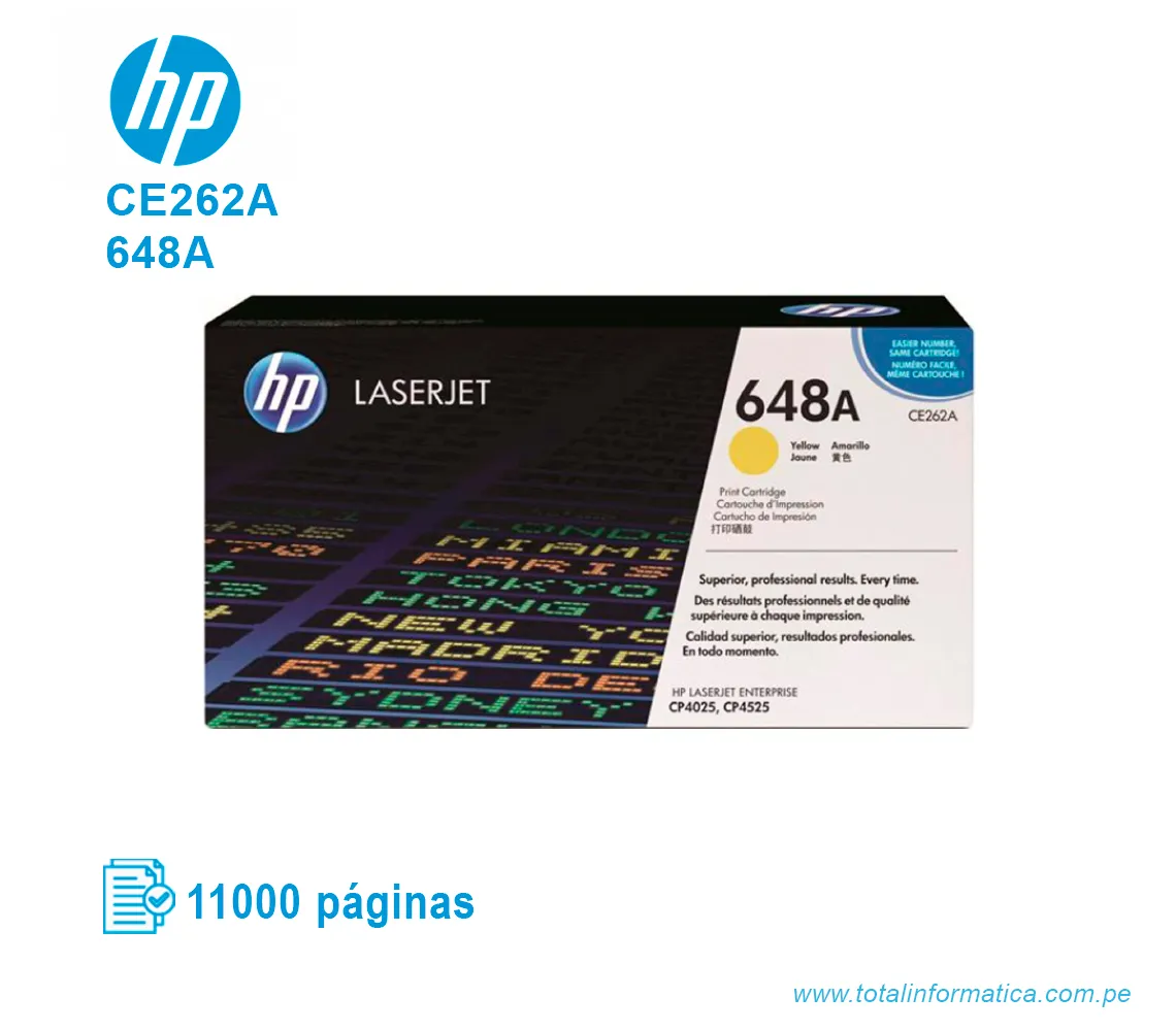 TONER HP 648A YELLOW ( CE262A ) LASERJET CP4025, 11K PGS - imagen 1