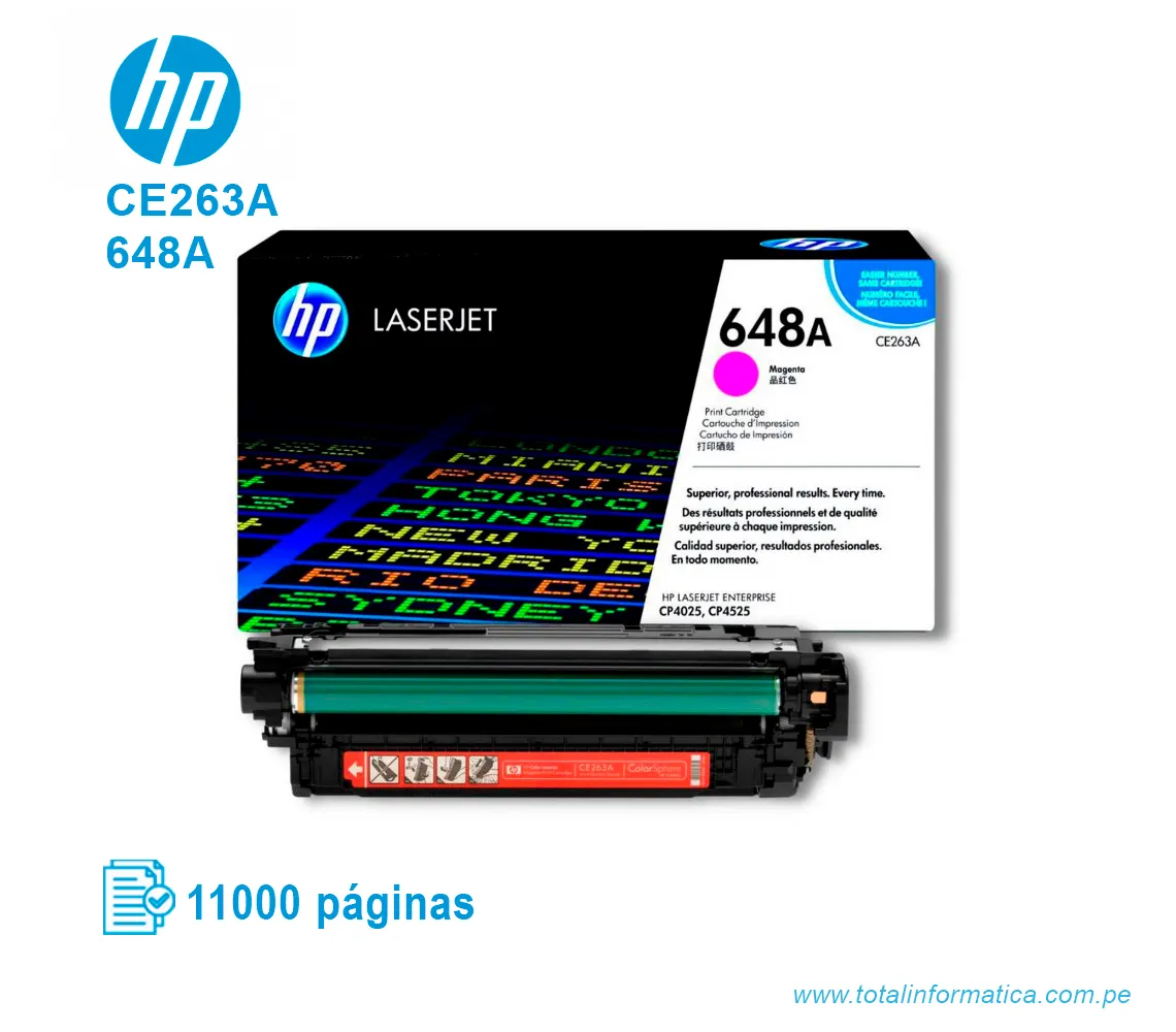 TONER HP 648A MAGENTA ( CE263A ) LASERJET CP4025, 11K PGS - imagen 2