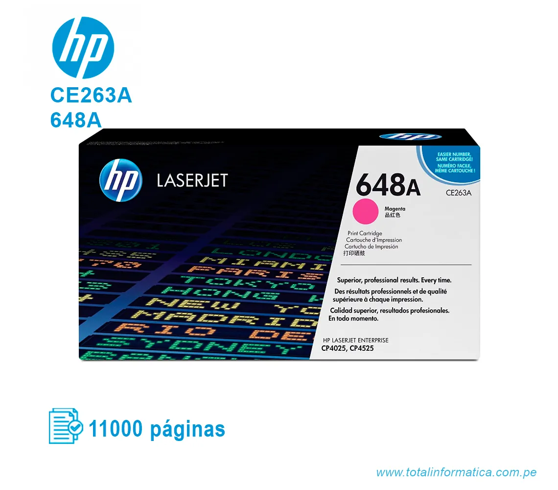 TONER HP 648A MAGENTA ( CE263A ) LASERJET CP4025, 11K PGS - imagen 1