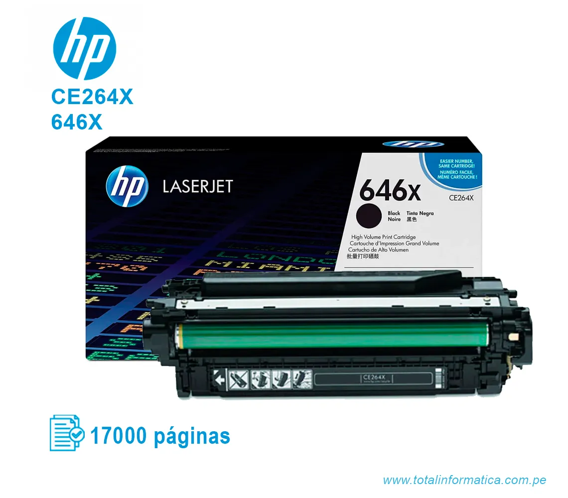 TONER HP 646X BLACK ( CE264X ) LASERJET CM4540, 17K PGS - imagen 2