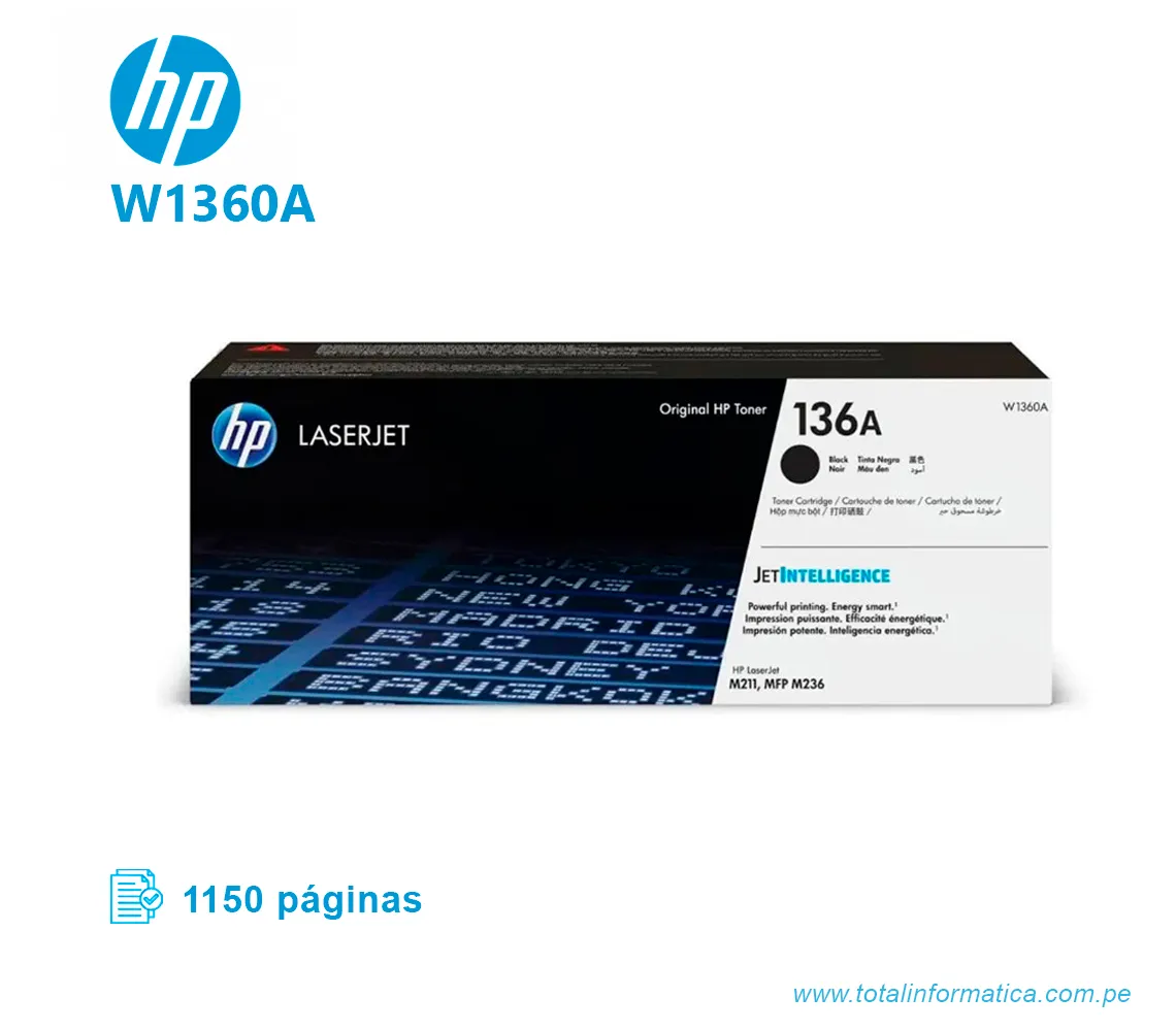 TONER HP 136A W1360A L.J. M211 BLACK, 1150 PGS - imagen 1