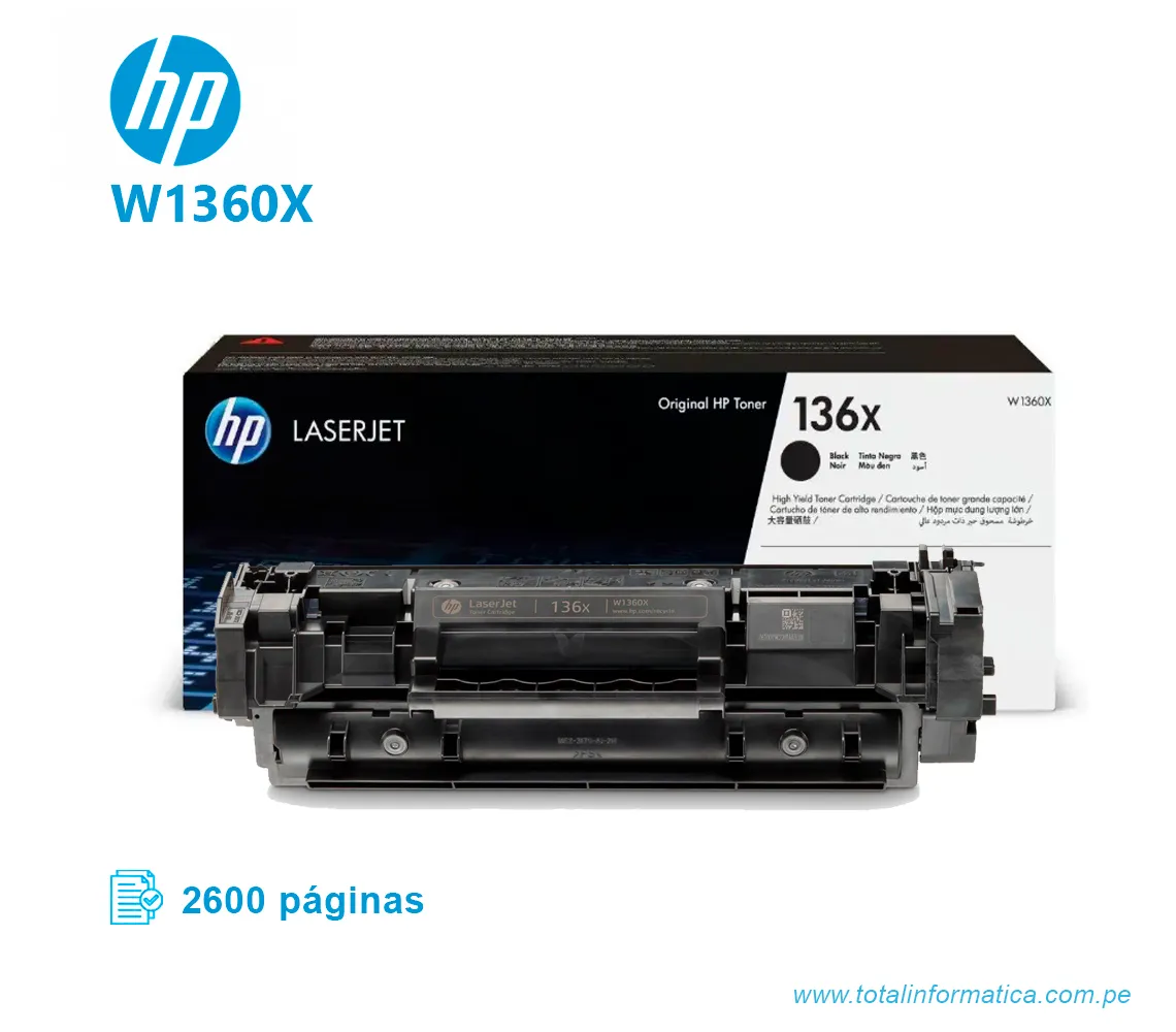 TONER HP 136X W1360X L.J. M211 BLACK,  2600 PGS     - imagen 2