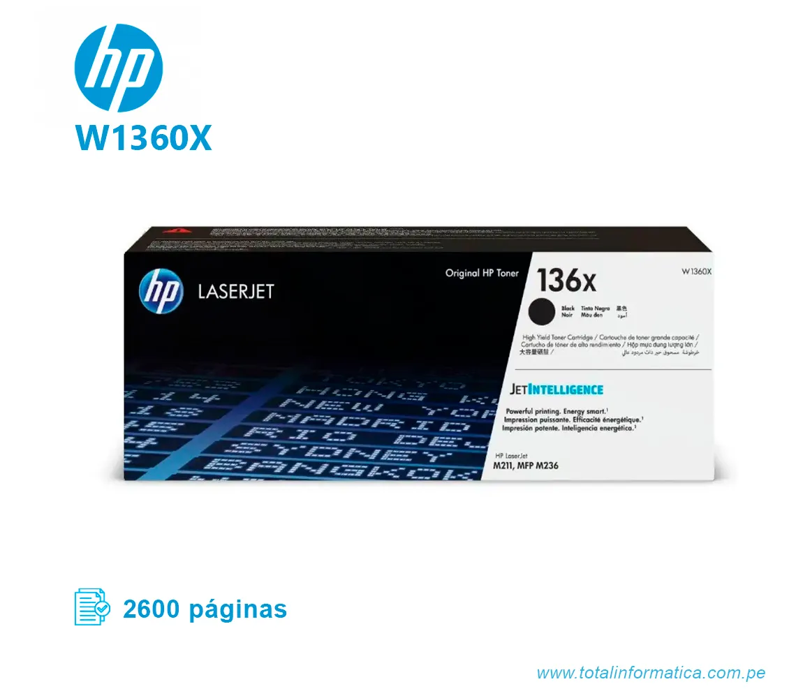 TONER HP 136X W1360X L.J. M211 BLACK,  2600 PGS     - imagen 1