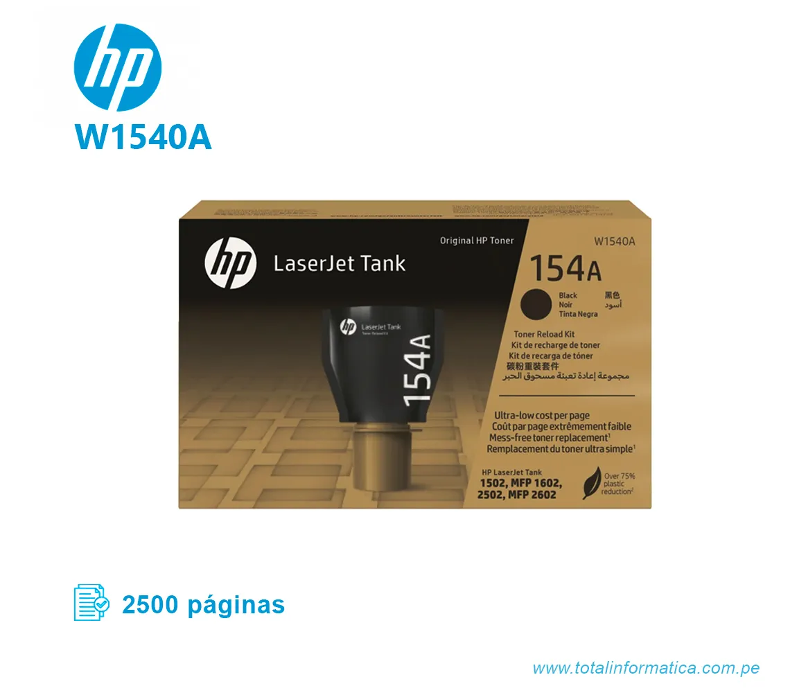 TONER HP 154A W1540A BLACK, LASER JET 1502/2602 2500PGS - imagen 1
