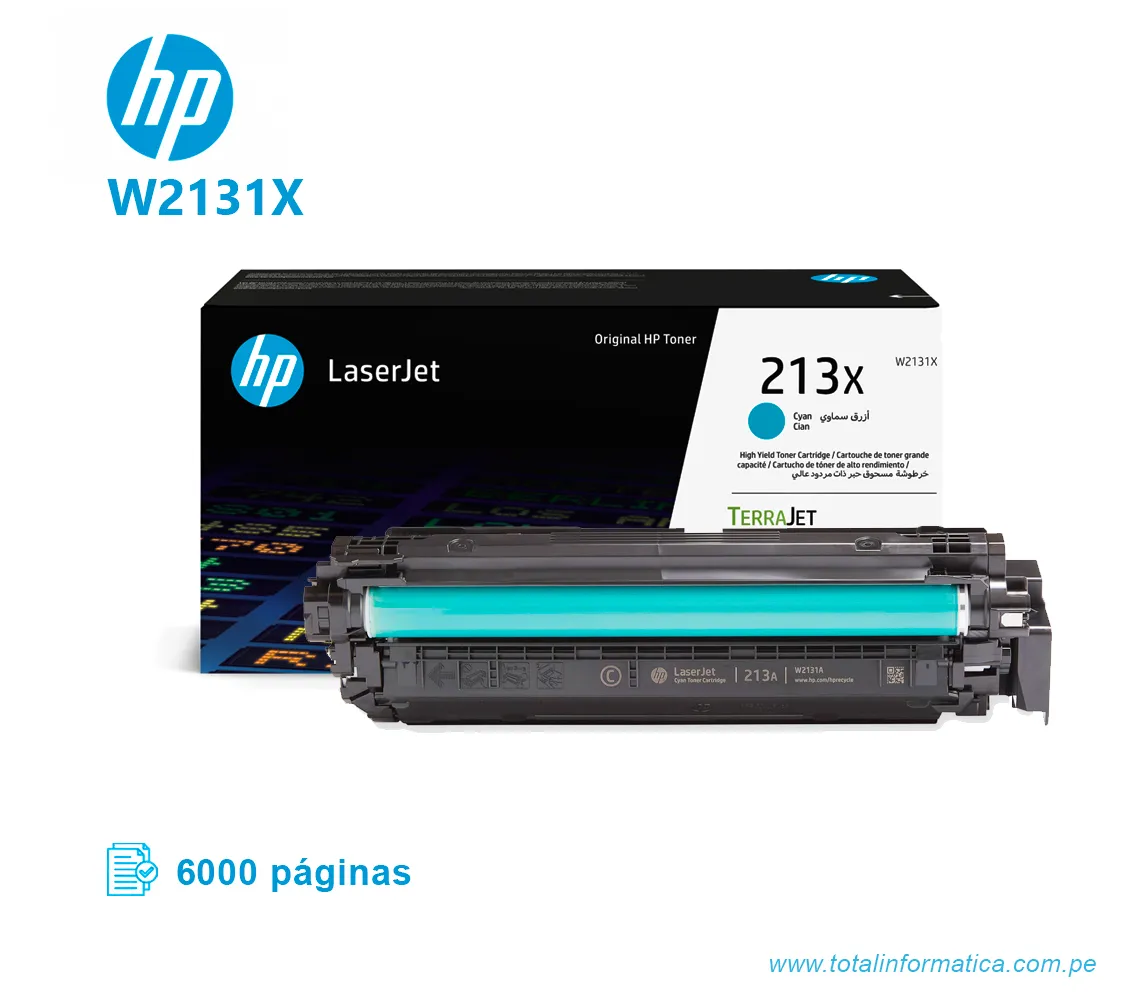 TONER HP 213X W2131X LJ 5800 ENT. CYAN 6 KPGS - imagen 2