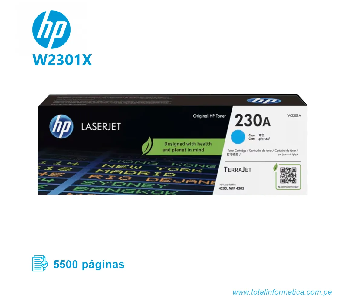 TONER HP 230X W2301X L.J. CYAN  5.5 KPGS  - imagen 1