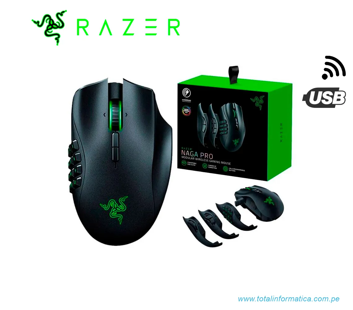 MOUSE GAMING RAZER NAGA PRO, 20K DPI, INLAMBRICO, USB-C, RGB, MULTI-DISPOSITIVO, NEGRO(RZ01-03420100-R3U1) - imagen 2