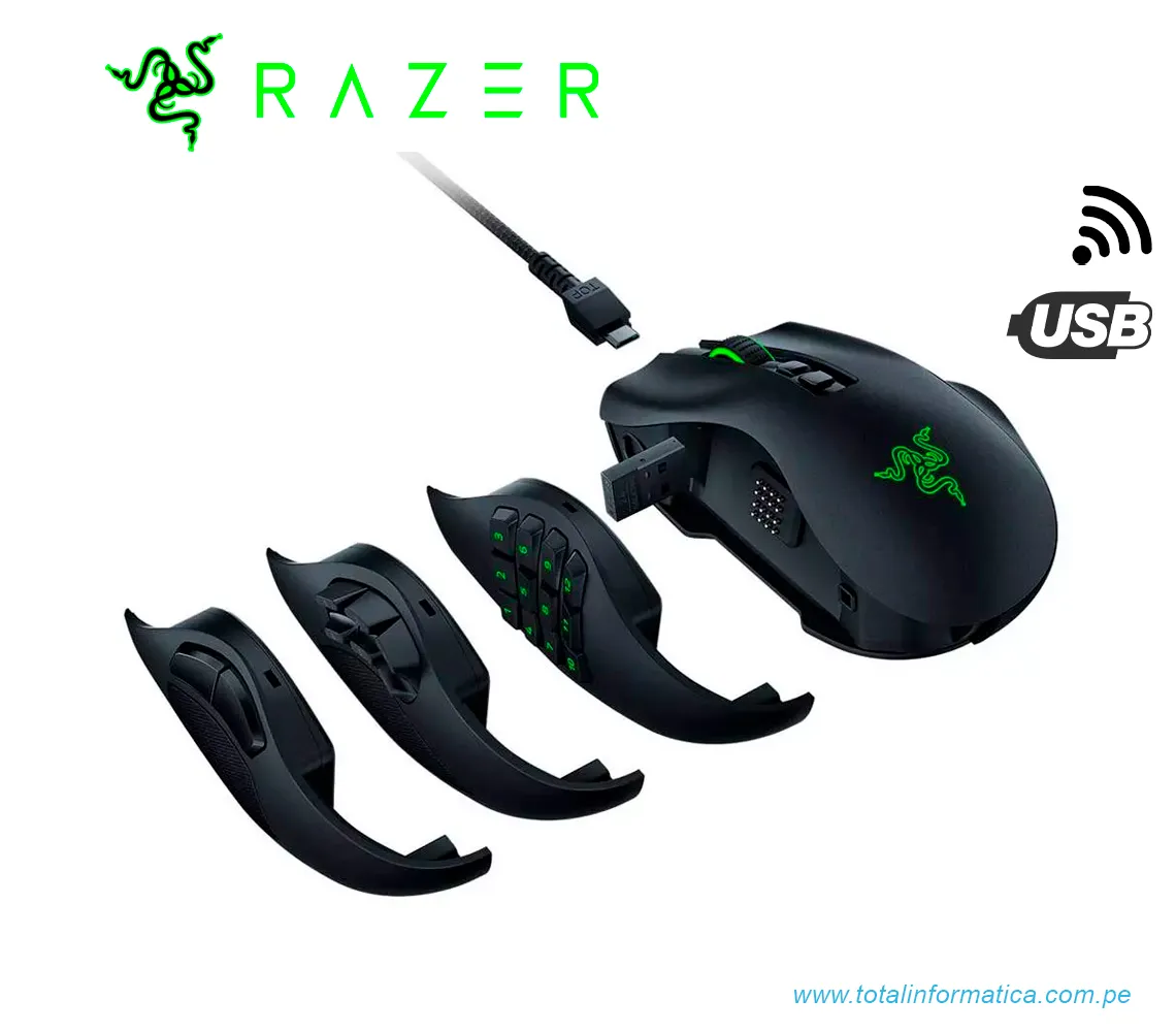 MOUSE GAMING RAZER NAGA PRO, 20K DPI, INLAMBRICO, USB-C, RGB, MULTI-DISPOSITIVO, NEGRO(RZ01-03420100-R3U1) - imagen 1