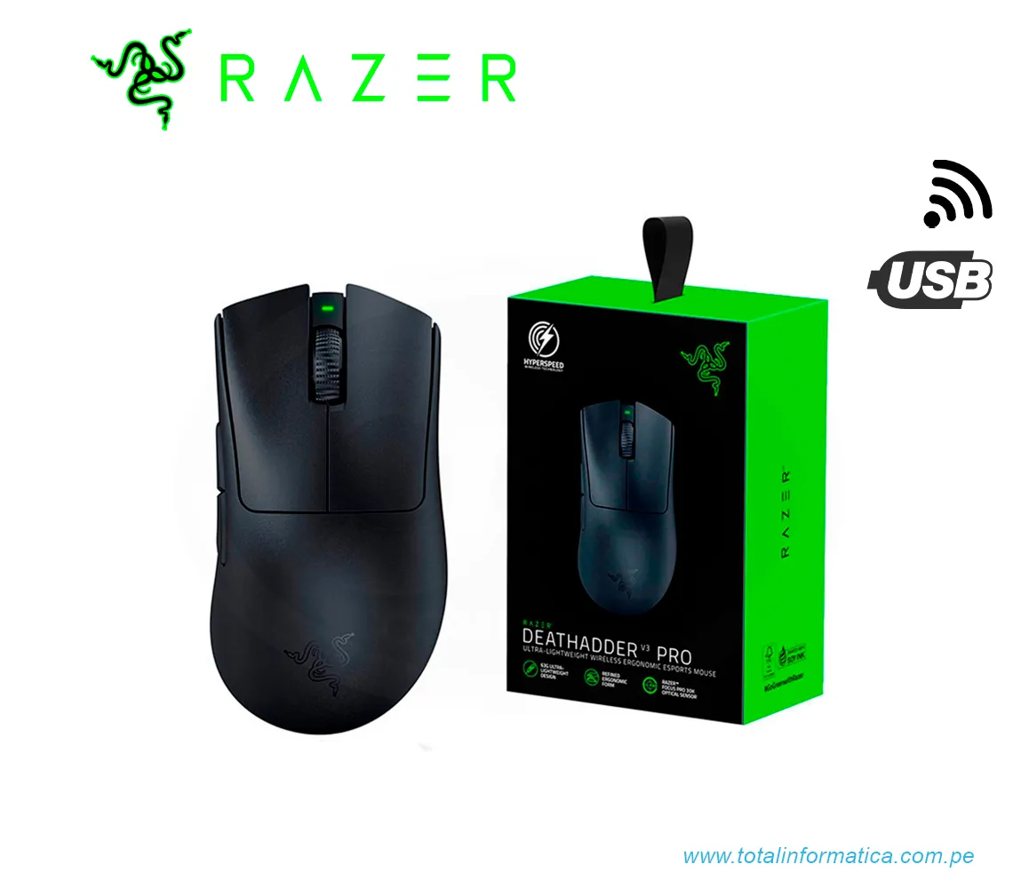 MOUSE GAMING RAZER DEATHADDER V3 PRO, 30K DPI, INALAMBRICO, USB-C, NEGRO(RZ01-04630100-R3U1) - imagen 2