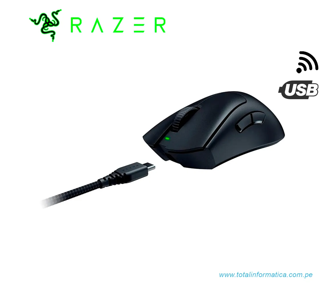 MOUSE GAMING RAZER DEATHADDER V3 PRO, 30K DPI, INALAMBRICO, USB-C, NEGRO(RZ01-04630100-R3U1) - imagen 1