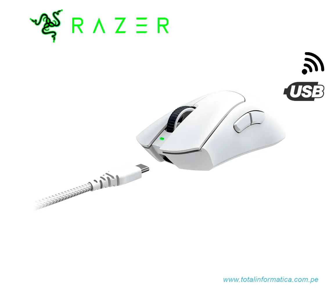 MOUSE GAMING RAZER DEATHADDER V3 PRO, 30K DPI, INALAMBRICO, USB-C, BLANCO(RZ01-04630200-R3U1) - imagen 1