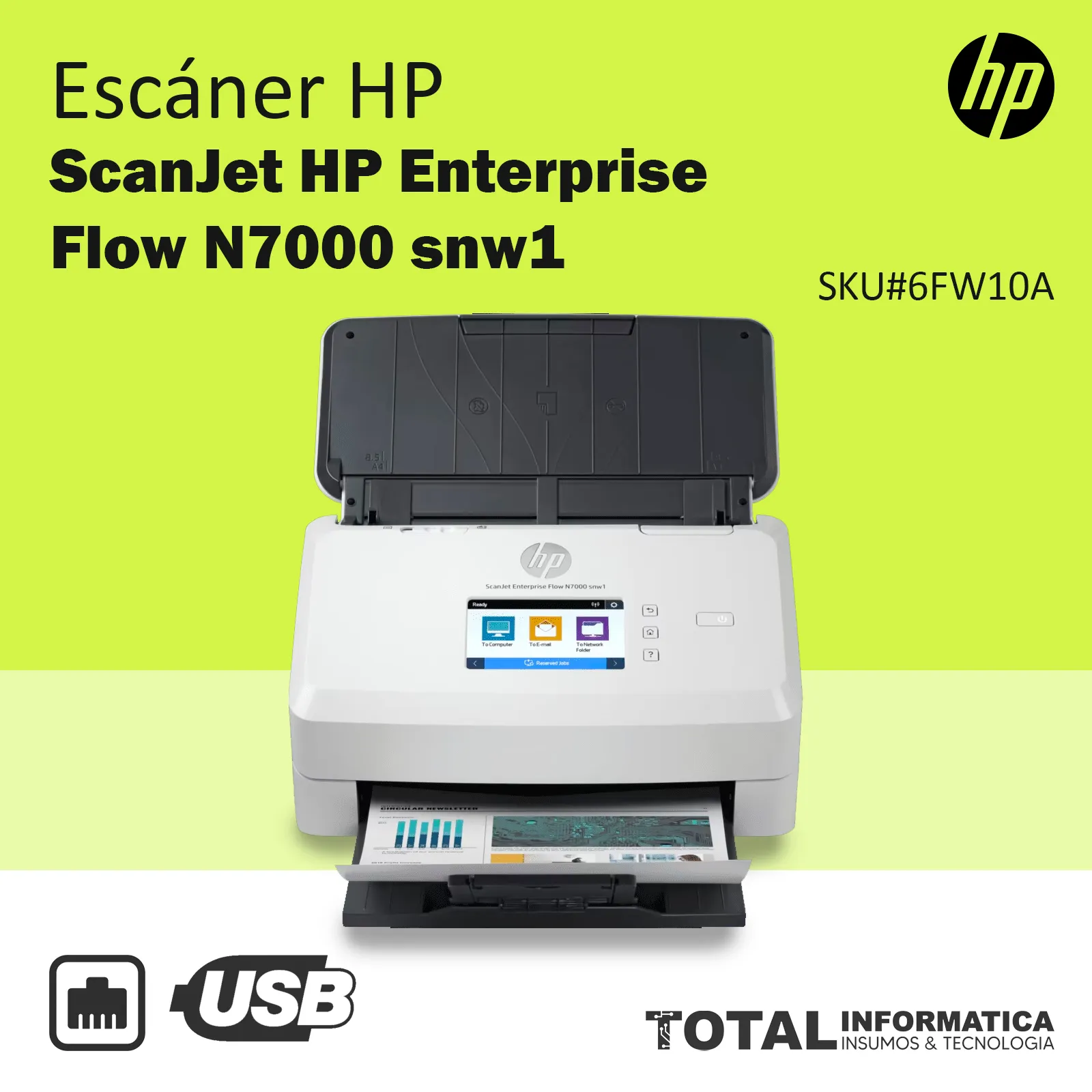 ESCANER HP SCANJET ENTERPRISE FLOW N7000 SNW1, 75 PPM - imagen 3