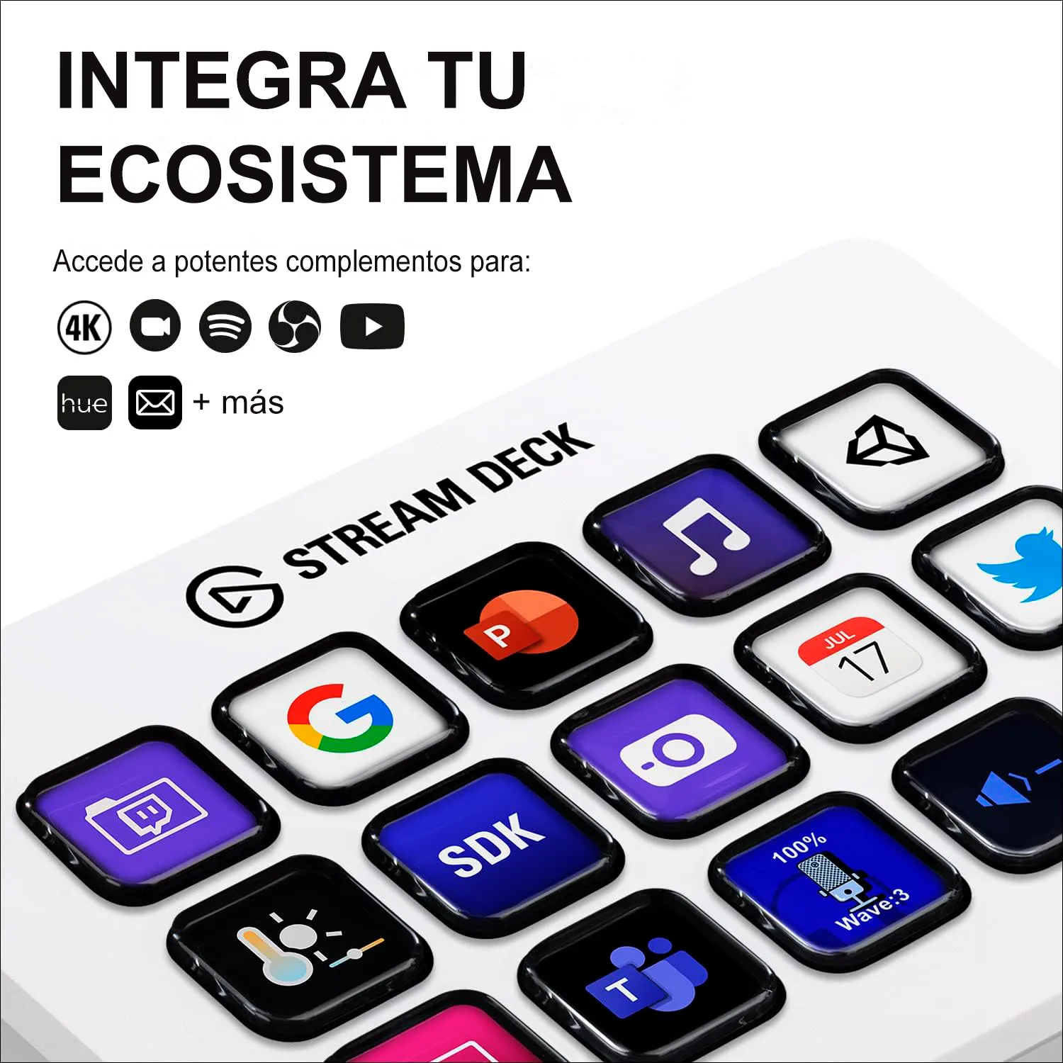 ELGATO STREAM DECK MK.2, 15 TECLAS LCD PERSONALIZABLES, USB 2.0, BLANCO(10GBA9911) - imagen 7