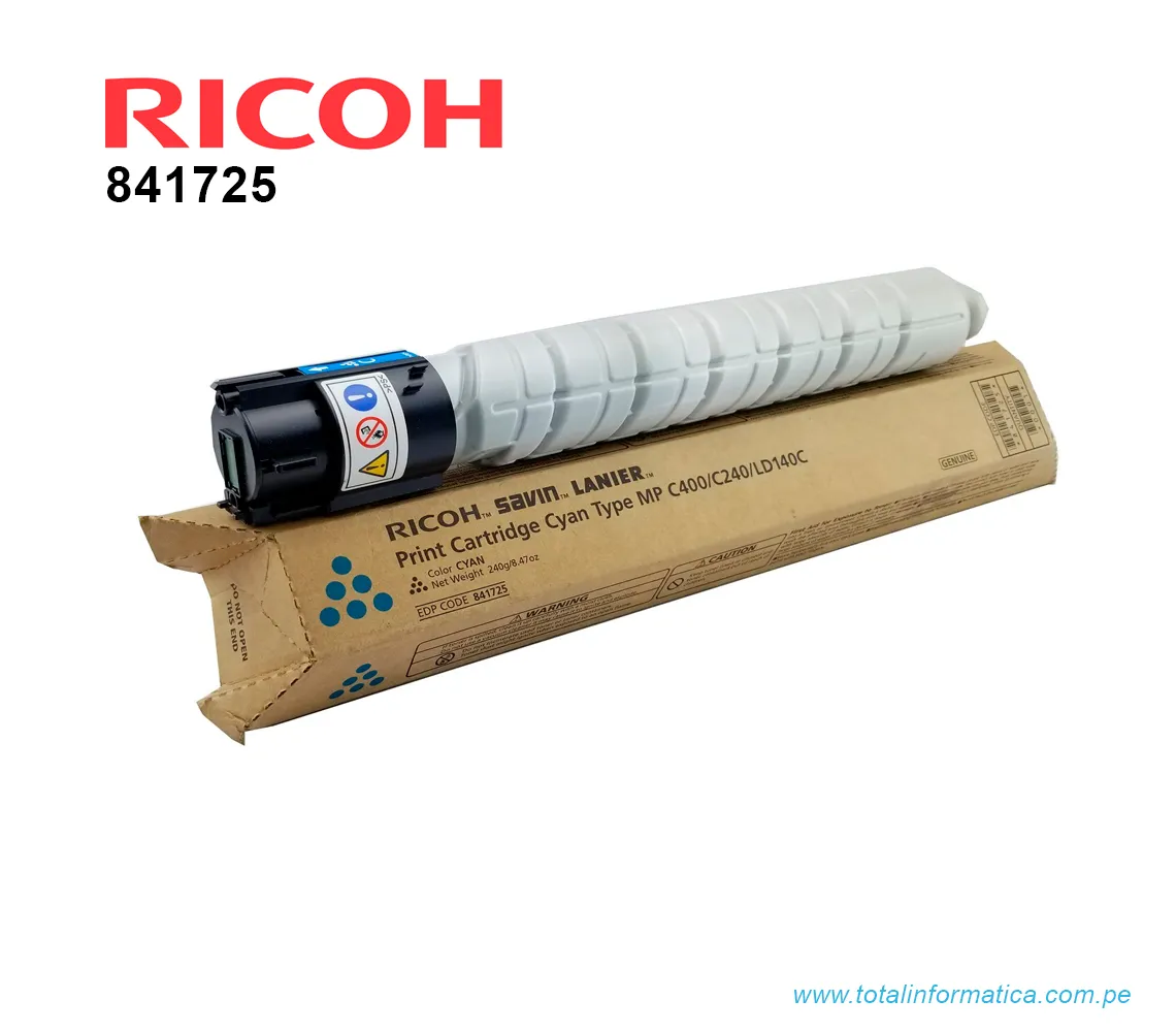 TONER RICOH 841725 CYAN MP C300, C401 10 KPG - imagen 2