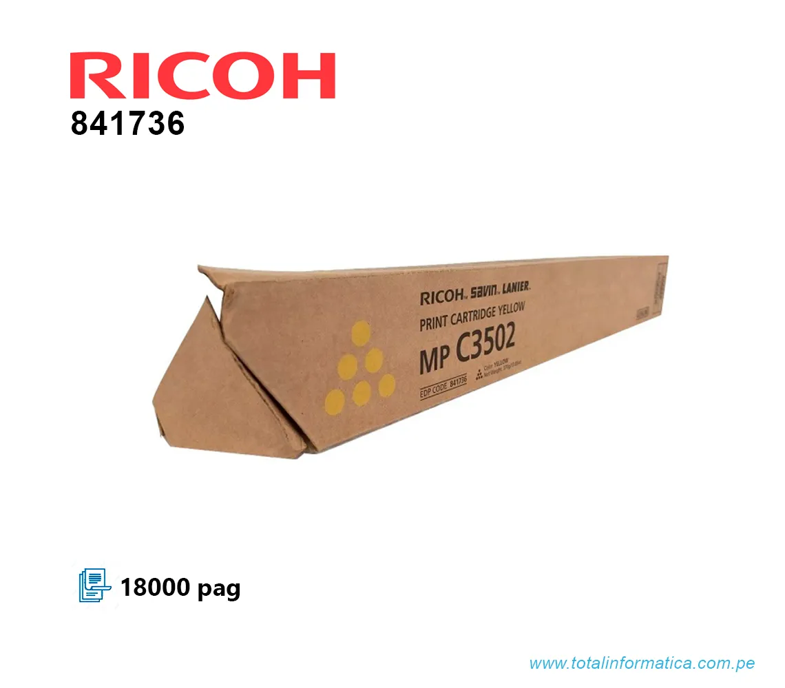 TONER RICOH 841736 YELLOW  MP C3002, C3502 18 KPG  - imagen 1