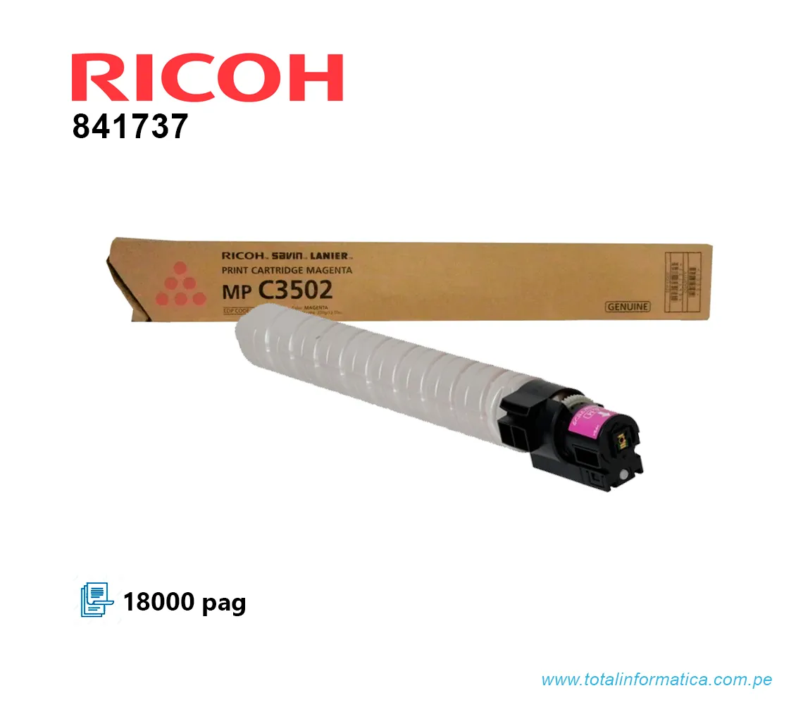 TONER RICOH 841737 MAGENTA  MP C3002, C3502 18 KPG  - imagen 2