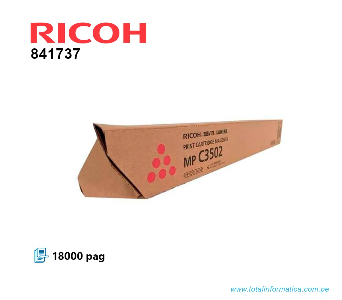 TONER RICOH 841737 MAGENTA  MP C3002, C3502 18 KPG  - imagen 1