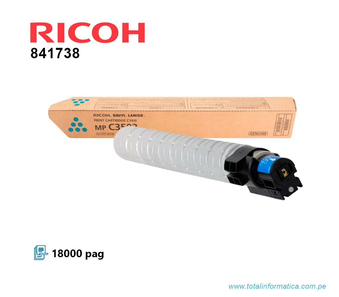 TONER RICOH 841738 CYAN MP C3002, C3502 18 KPG - imagen 2