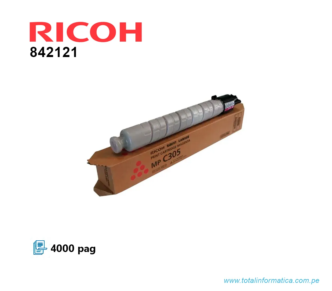 TONER RICOH 842121 MAGENTA MP C305 4,000 PAG - imagen 2