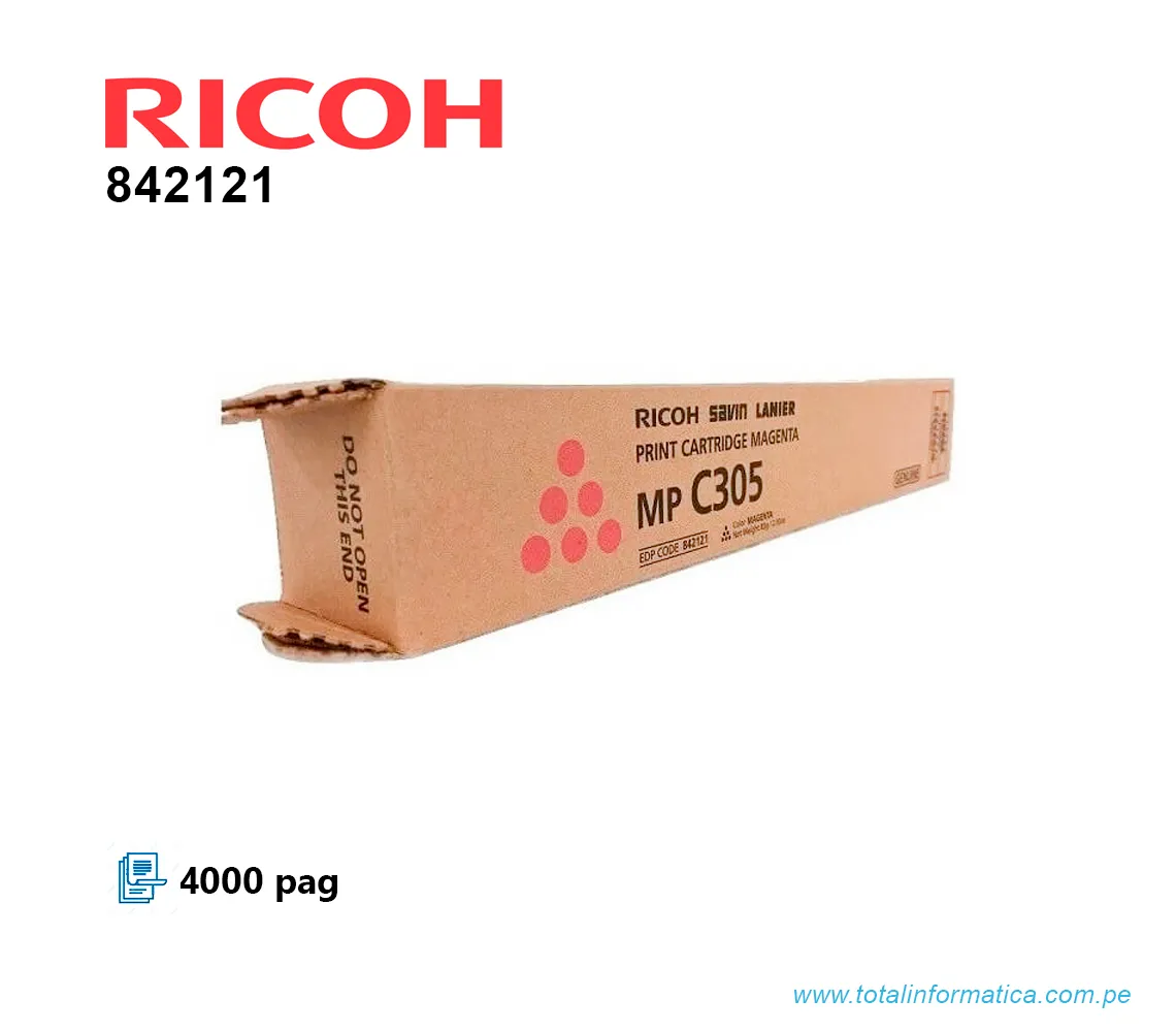 TONER RICOH 842121 MAGENTA MP C305 4,000 PAG - imagen 1