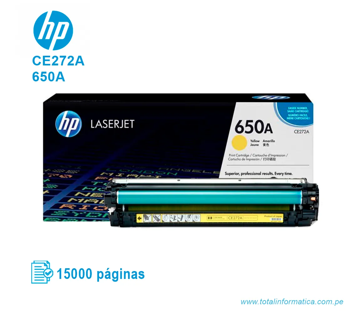 TONER HP 650A YELLOW ( CE272A ) LASERJET CP5525, 15000 PGS - imagen 2
