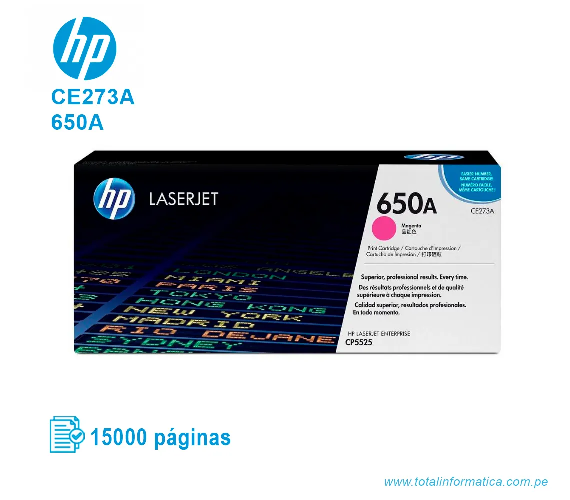 TONER HP 650A YELLOW ( CE273A ) LASERJET CP5525, 15000 PGS - imagen 1