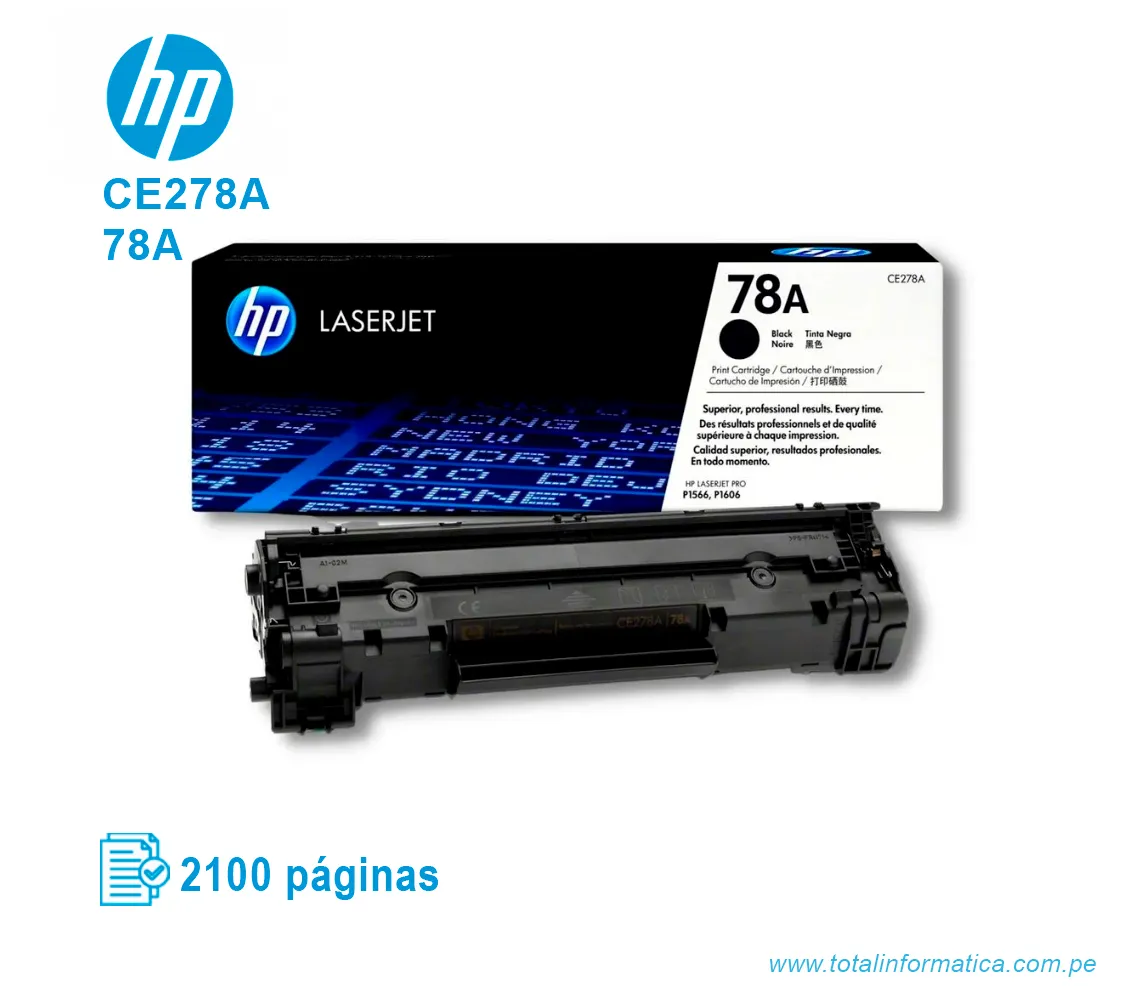 TONER HP 78A BLACK ( CE278A ) LASERJET P1566, 2100 PGS - imagen 2