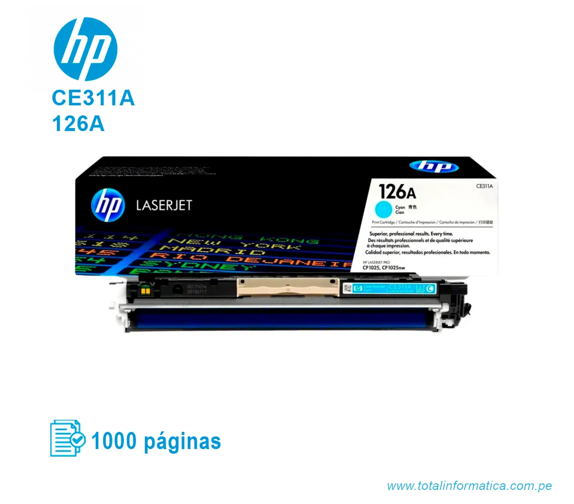 TONER HP 126A CYAN ( CE311A ) LASERJET PRO CP1025, 1000 PGS - imagen 2