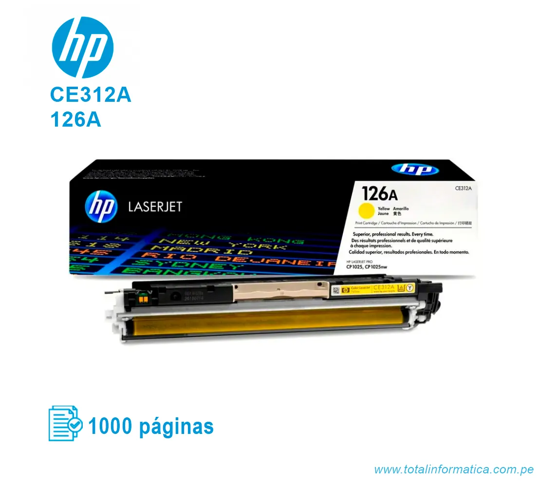 TONER HP 126A YELLOW ( CE312A ) LASERJET PRO CP1025, 1000 PGS - imagen 2