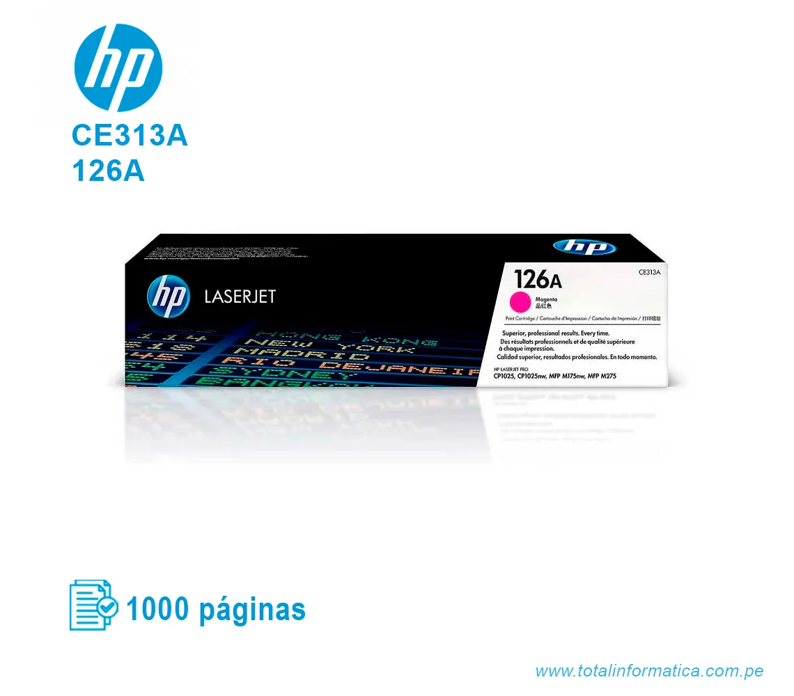 TONER HP 126A MAGENTA ( CE313A ) LASERJET PRO CP1025, 1000 PGS - imagen 1